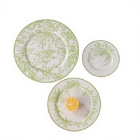 Ensemble de vaisselle en céramique de haute qualité d'origine chinoise au design rétro luxueux vintage vert muguet durable pour usage hôtelier