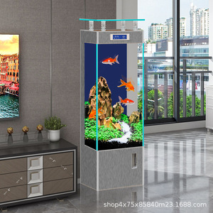 Acquario in Vetro Ultra Trasparente, Vasca per Pesci Intelligente da Terra, Senza Cambio d'Acqua, <span class=keywords><strong>Lago</strong></span> Ornamentale per Soggiorno - Product Image 4