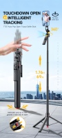 1760mm en alliage d'aluminium Live Streaming Selfie Stick AI Face Tracking pour V5.2 Télécommande sans fil Stable Automatique