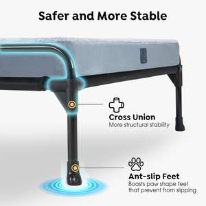 Поднятая кровать для собак, охлаждающая уличная большая кровать для домашних животных, трехстороннее ограждение, квадратная конструкция, съемное покрытие, моющиеся маленькие животные - Product Image 3