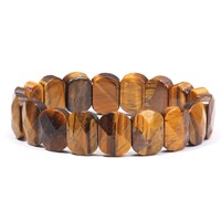 Bracelet unisexe en pierre naturelle œil de tigre, plaque ovale à facettes, énergie de guérison, cadeau idéal pour la vente en gros