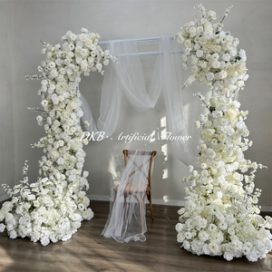 Nouvelle arche de fleurs de luxe pour mariage, arche de fleurs de mariage blanche, arche de fleurs en soie rouge rose, fond d'arche de mariage, arrangement de fond - Product Image 3