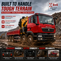 Truk Derek Knuckle Boom HOWO 8x4 21 Ton, Derek Terpasang di Truk Tugas Berat dengan Radius Kerja 14,5m untuk Pekerjaan Konstruksi