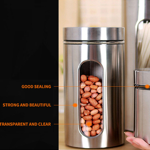 Thép không gỉ Tank nhiệt kim loại kín thực phẩm Organizer lưu trữ container Jar đen lưu trữ container Jar - Product Image 2