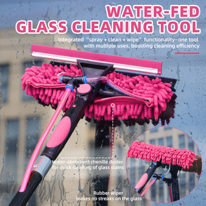 Brosse télescopique de nettoyage de <span class=keywords><strong>vitres</strong></span> à eau 2-<span class=keywords><strong>en</strong></span>-1 avec raclette double face et plumeau <span class=keywords><strong>en</strong></span> chenille <span class=keywords><strong>pour</strong></span> le lavage des fenêtres - Product Image 3