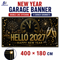 Bannière d'Halloween portable et légère de 400x180cm, écologique, avec œillets métalliques, pour porte de garage, motif effrayant personnalisé, pour extérieur hanté