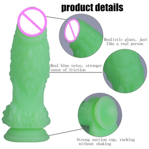 Nouveau pénis vert Fluorescent Noctilucent bouchon anal épais dilatateur jouets sexuels femme forme spéciale Silicone gelée sangle sur gode xxl - Product Image 4