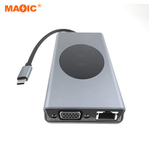 15 in 1 Usb c Hub 4K Type C to HDMI USB2.0 USB3.0 SD RJ45 <strong>VGA</strong> Audio <strong>Wireless</strong> Charger Hub Docking Station <strong>Adapter</strong> - Product Image 4
