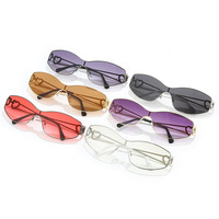 Twooo T1022 Lunettes à monture métallique à la mode One Piece Lens Heart Decoration Women Sunglasses