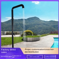 Colonne de douche de plage autoportante en acier inoxydable, système de douche extérieur, robinet à montage au sol, design moderne