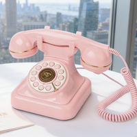 Téléphone fixe antique de style ancien, cadran rotatif, clavier à touches, téléphones filaires en plastique pour la maison, le bureau ou l'hôtel