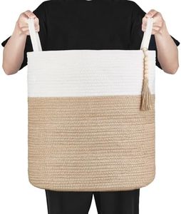 15 "W * 17.7" L Trang Trí Lưu Trữ Dệt Giỏ Màu Trắng Vàng Bằng Gỗ <span class=keywords><strong>Bead</strong></span> Hình Chữ Nhật Trang Trí Nhà Máy Bin Cho Trang Trí Nội Thất Chăn - Product Image 5