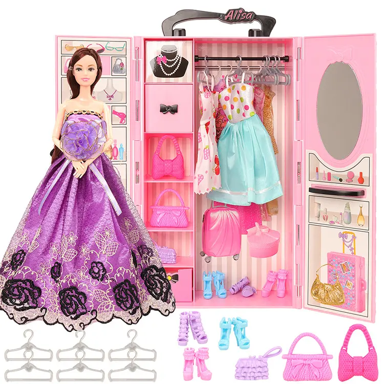 High Quality 11.5-12 Inches Dolls With Accessories Play House Toys For Gir Doll Wardrobe And Hang Bag Dolls Dress