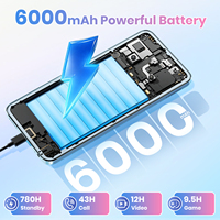 Teléfono Inteligente Android Original Fossibot S5, 4Gb+128Gb, Ligero, Batería de 6000 mAh, Pantalla de 6.8 Pulgadas, Doble SIM, Desbloqueado