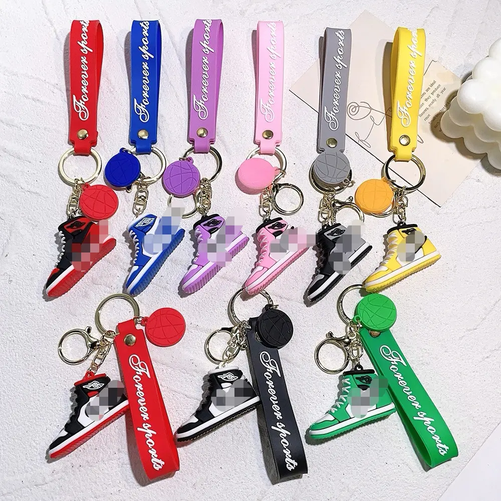 basketball Sneaker Shoe keychain Cartoon Kawaii 3D PVC Anime key chain Bag Keyring gift rubber custom silicone Keychain