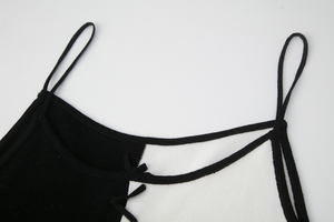 Fabricant de robes pull en maille mi-longues ajustées bicolores pour fêtes et dîners, OEM/ODM - Product Image 4