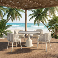 Ensemble de mobilier de jardin : table et chaises de salle à manger d'extérieur en corde, ensemble de salle à manger de patio en aluminium, ensemble de salle à manger d'extérieur pour hôtel, table et chaises de jardin