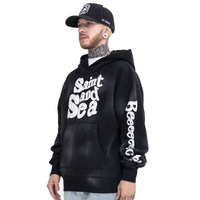 Camiseta de hombre de otoño, estilo urbano, 100% algodón de alto gramaje, corte holgado, con estampado de letras y efecto puff, lavado Monkey, hombro caído, ecológica