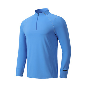 Vêtements de sport pour hommes et femmes, printemps/automne, col montant à demi-zip, séchage rapide, manches longues, sports de plein air, course à pied, cyclisme - Product Image 1