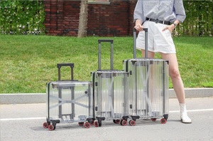 Ultra-lightweight Transparent Suitcase 20 Inch Clear PC Trolley Cabin Luggage with <b>TSA</b> <b>Lock</b> for Travel - Product Image 4