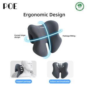 Coussin <span class=keywords><strong>de</strong></span> siège ergonomique en mousse à mémoire <span class=keywords><strong>de</strong></span> forme et soie <span class=keywords><strong>de</strong></span> <span class=keywords><strong>lait</strong></span> avec appui-tête et oreiller <span class=keywords><strong>de</strong></span> sieste – Soutien orthopédique pour le dos et le cou, soulagement des douleurs, idéal pour l'avion - Product Image 3