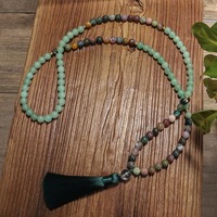 108 Mala vert Aventurine perlé collier de prière pour femmes/hommes Protection chapelet inde Agate perles colliers Yoga méditation
