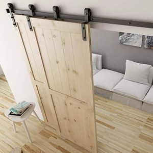 Siyah Modern Masif Ahşap Yan Açılır Tek Raylı Bypass İki Kapılı Otel Kullanımı İçin Donanım Seti - Product Image 1