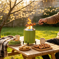 Brasero de jardin 2-en-1 pour camping, pique-nique, fête, barbecue, foyer extérieur, cuve à bois