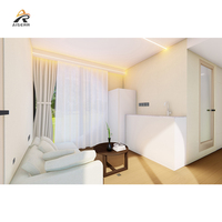 Maisonnette Minimaliste Personnalisable Écologique pour Vacances Glamping, 2 Chambres, Capsule Spatiale Modulaire, Blanche