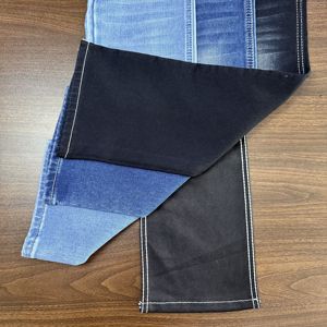 Tissu en denim indigo tissé extensible Lizhi BLEU GRIS, teint en fil, 71% coton, 26% polyester, 2% élasthanne, en rouleau, pour filles - Product Image 5