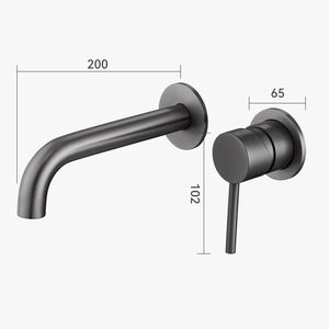 Robinet de lavabo encastré en laiton 59-1, style moderne, finition chromée gris canon noir, mitigeur chaud/froid pour lavabo - Product Image 2
