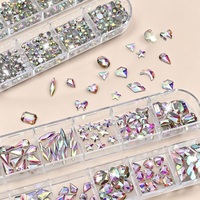 12 compartiments de strass pour ongles en cristal 3D, formes variées, effet gelée, décorations pour nail art et accessoires de bijouterie DIY