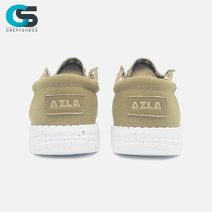 Greatshoes Chaussures de marche décontractées en cuir véritable kaki pour la vie quotidienne, Mocassins <span class=keywords><strong>bateau</strong></span> décontractés en toile pour hommes, Chaussures à enfiler pour hommes - Product Image 3