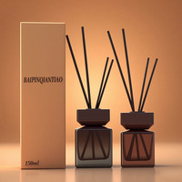 Bouteille en verre transparente de luxe de diffuseur d'aromathérapie de désodorisant d'ambre et de bleu de 200ml 50/100/150ml pas d'aromathérapie de feu