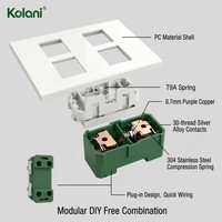 Sakelar Lampu Dinding Minimalis dengan 4 Tombol Rocker Berlampu, Panel Empat Modul 120 Persegi 16A 250V Putih Mengkilap untuk Hotel