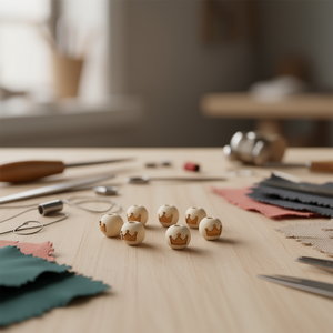 Perline in legno con design a corona da 20 mm per accessori di abbigliamento - Product Image 3