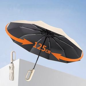 Parapluie pliant OEM extra large 125 cm à ouverture et fermeture automatiques, poignée annulaire, coupe-vent, protection UV, pour la pluie et les voyages - Product Image 1