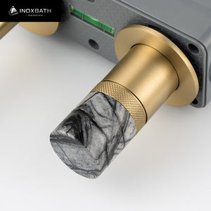 Grifos de Lavabo con Acabado Cepillado, Montaje Empotrado en Pared, Mezclador para Baño con Caño Curvo y Manija Única de <span class=keywords><strong>Jade</strong></span> - Product Image 3