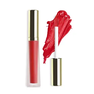 OEM Tabung Balsem Bibir Tahan Air dengan Tongkat Lipstik Mewah Kustom Label Pribadi Lip Gloss Bulat Bening Botol Kaca Matte Lip Gloss