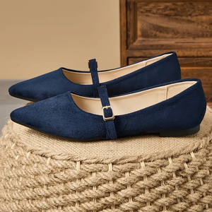 Élégantes Ballerines <span class=keywords><strong>Bleu</strong></span> <span class=keywords><strong>Marine</strong></span> à Bout Pointu et à Enfiler, Tige en Tissu Doux, Doublure Synthétique, Confortables Toute Saison pour Femme - Product Image 4