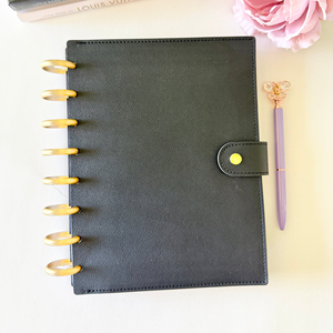 Planificateur mensuel non daté à reliure à disque avec couverture en PU vegan personnalisée, carnet rechargeable avec suivi des habitudes, journal de productivité - Product Image 4