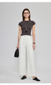 High Quality Spring Fashion <strong>White</strong> High Waist Straight Leg <strong>Cropped</strong> Women Slim Fit Casual <strong>Ladies</strong> 9 Point Jeans Denim <strong>Trousers</strong> - Product Image 2