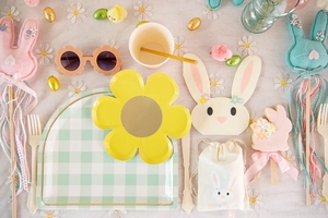 Juego de Platos y Vasos de Papel para Postre con Diseño de Margaritas Amarillas y Girasoles, para Fiestas Infantiles, Pascua, Marca Damai - Product Image 6