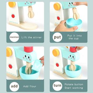 Toddler Pretend Play Cooking Set Safe Learning <b>Baking</b> Kitchen <b>Accessories</b> Wooden Stand Mixer Toy for Kids - Product Image 4