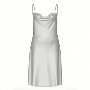 Women's Oversized High-end <b>Silk</b> Sleepwear with Elastic Waist V-neck Halter-style Loose-fitting Summer Pajamas - Product Image 6