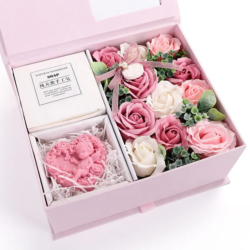 A-1124 Nieuwe Ontwerp Valentine Gift Box Set Met Bloem Zeep Rose Voor Verkoop