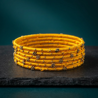 Bracelets de soie à fil de 4 fils avec perles décoratives, en métal et limés, plusieurs couleurs, cadeaux de mariage, bijoux Mehndi pour mariée, 2 pièces
