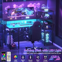 Vente en gros en usine de bureau à domicile noir avec lumière LED de 55 \ "Table d'ordinateur inversée étagère de rangement à 7 couches prise de courant matériau métallique