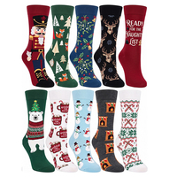 Chaussettes de Noël originales et colorées pour femmes, en coton respirant de haute qualité, imprimées, confortables et tendance
