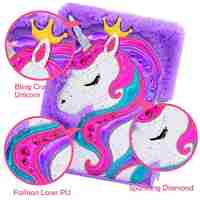 Ideas de Productos Nuevos 2024, Cuaderno de Peluche de Unicornio A5 con Candado y Llaves, Diario, Libro de Escritura Encantador, Set de Regalo para Niños